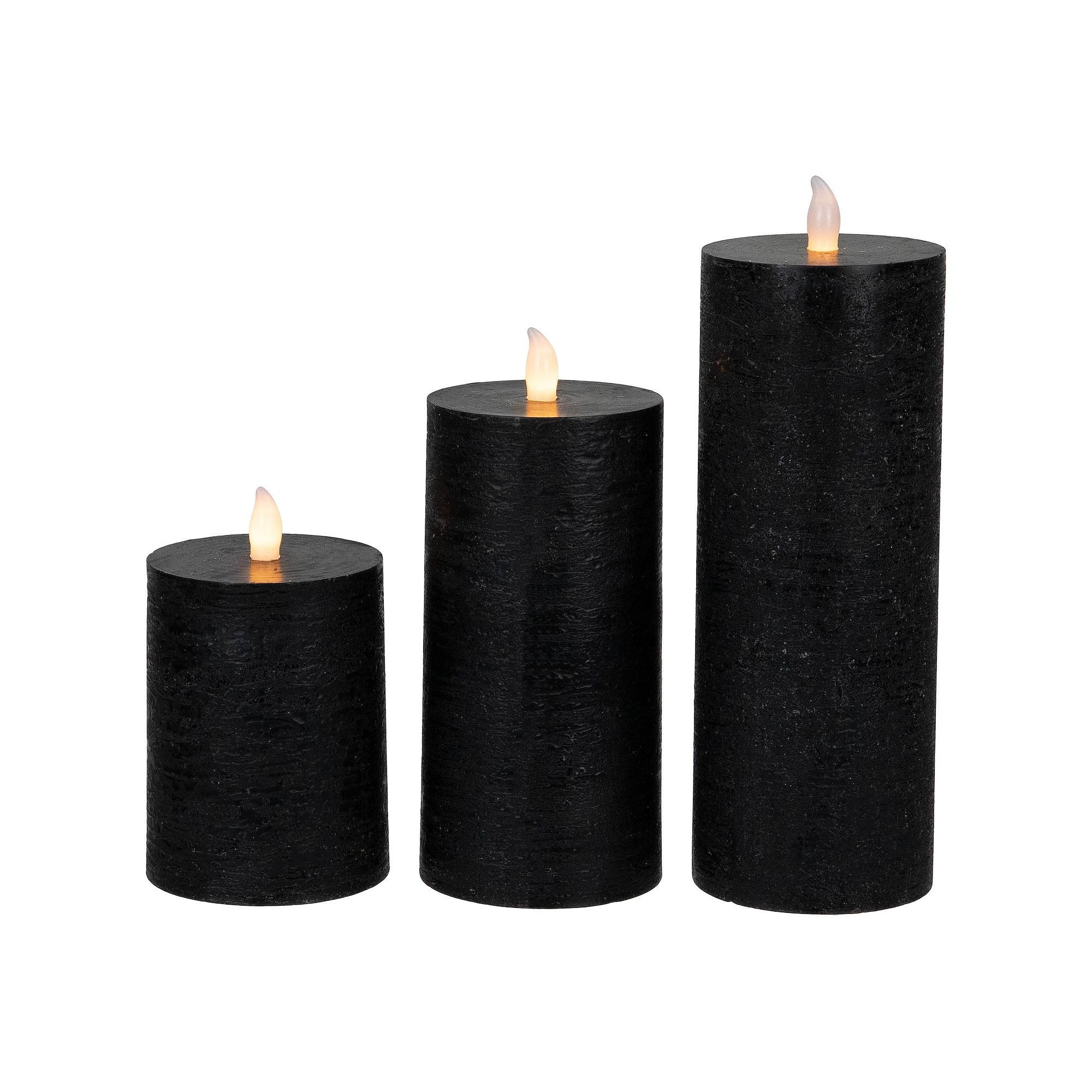 Northlight 3-Piece Solid Black Flameless Flickering LED Halloween Pillar Ca SKU:1062789 sku 1062789