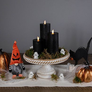 Northlight 3-Piece Solid Black Flameless Flickering LED Halloween Pillar Candles Set