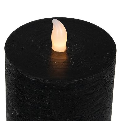 Northlight 3-Piece Solid Black Flameless Flickering LED Halloween Pillar Candles Set
