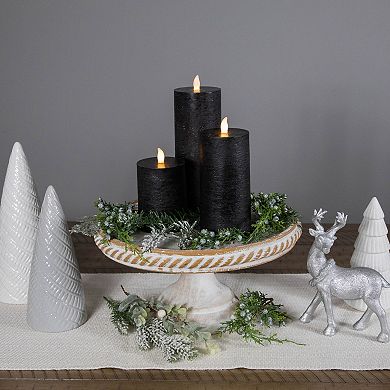Northlight 3-Piece Solid Black Flameless Flickering LED Halloween Pillar Candles Set
