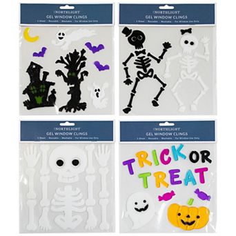 Northlight 4-Pack Double-Sided Halloween Gel Window Cling Decorations Set