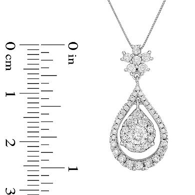 Diamaison 10k White Gold 1 Carat T.W. Diamond Drop Pendant Necklace