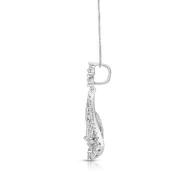 Diamaison 10k White Gold 1 Carat T.W. Diamond Drop Pendant Necklace