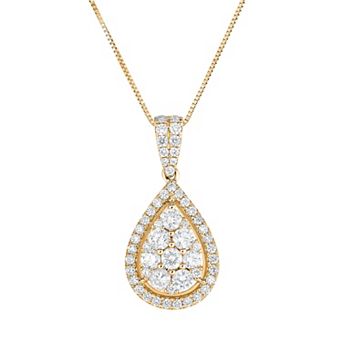 Diamaison 14k Gold 1 Carat T.W. Diamond Drop Pendant Necklace
