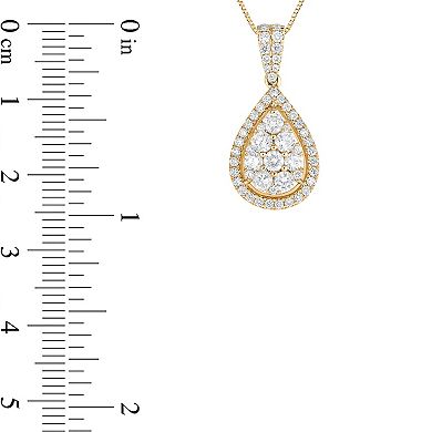 Diamaison 14k Gold 1 Carat T.W. Diamond Drop Pendant Necklace