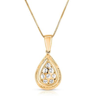 Diamaison 14k Gold 1 Carat T.W. Diamond Drop Pendant Necklace