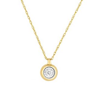 10k Gold Diamond Accent Round Pendant Necklace