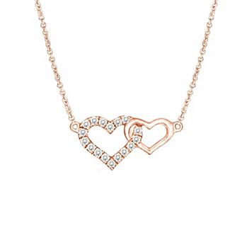 Diamaison 14k Rose Gold 1/10 Carat T.W. Diamond Heart Necklace