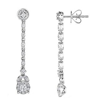14k White Gold 1 Carat T.W. Diamond Drop Earrings