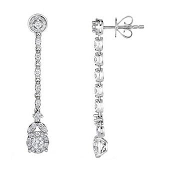 14k White Gold 1 Carat T.W. Diamond Drop Earrings