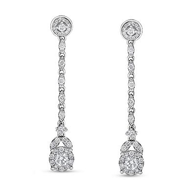 Diamaison 14k White Gold 1 Carat T.W. Diamond Drop Earrings