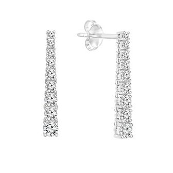 14k White Gold 1-5/8 Carat T.W. Diamond Journey Earrings