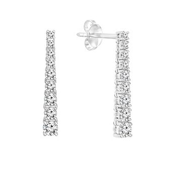 14k White Gold 1-5/8 Carat T.W. Diamond Journey Earrings