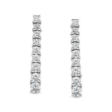 Diamaison 14k White Gold 1-5/8 Carat T.W. Diamond Journey Earrings