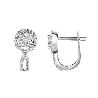 14k White Gold 1/2 Carat T.W. Diamond Fashion Earrings