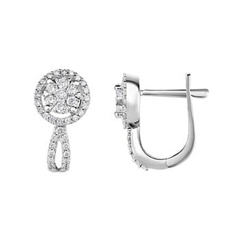 14k White Gold 1/2 Carat T.W. Diamond Fashion Earrings