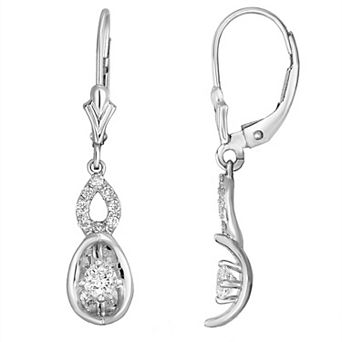 Diamaison 10k White Gold 3/8 Carat T.W. Diamond Drop Earrings
