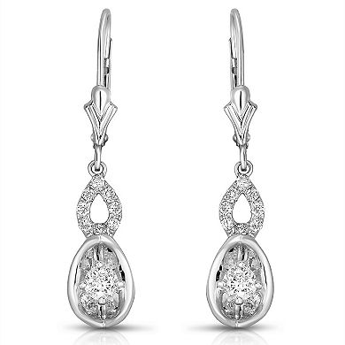 Diamaison 10k White Gold 3/8 Carat T.W. Diamond Drop Earrings