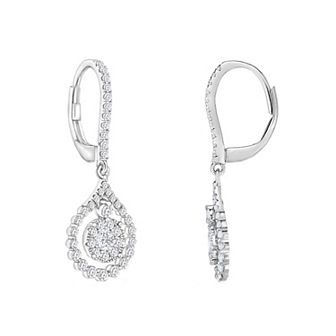 10k White Gold 1 Carat T.W. Diamond Drop Earrings