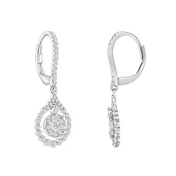 10k White Gold 1 Carat T.W. Diamond Drop Earrings