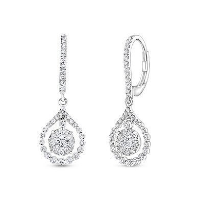Diamaison 10k White Gold 1 Carat T.W. Diamond Drop Earrings