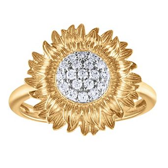 10k Gold 1/5 Carat T.W. Diamond Sunflower Ring