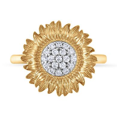 10k Gold 1/5 Carat T.W. Diamond Sunflower Ring