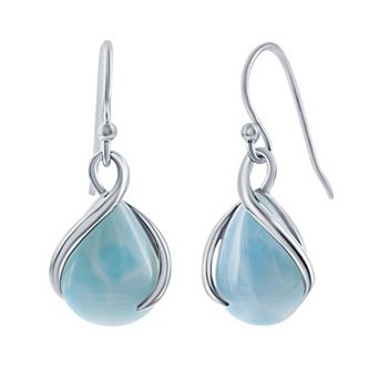 Nautica Rocks Sterling Silver Pear Shaped Larimar Twist Earrings