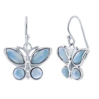 Nautica Rocks Sterling Silver Larimar Butterfly Earrings