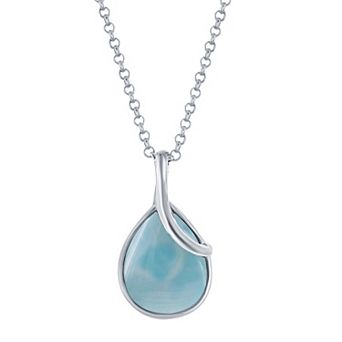 Nautica Rocks Sterling Silver Pear Shaped Larimar Twist Pendant Necklace