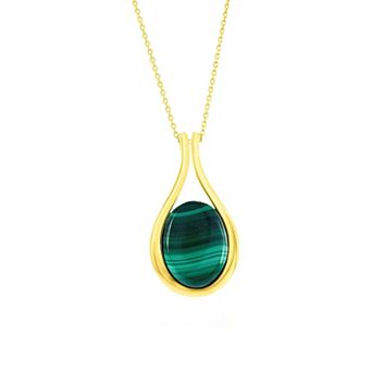Nautica Rocks Gold Over Silver Malachite Pear Shaped Pendant Necklace