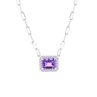 Argento Bella Sterling Silver Multi-Gemstone Paperclip Necklace
