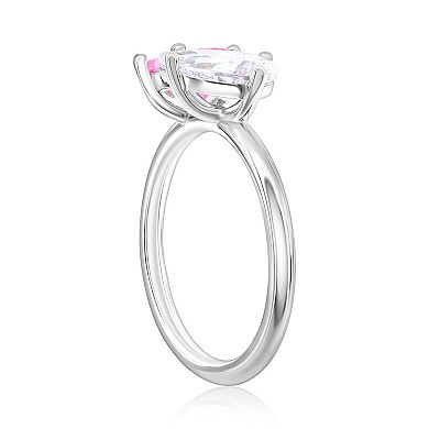 Argento Bella Sterling Silver Pink & White Cubic Zirconia Heart & Pear Ring