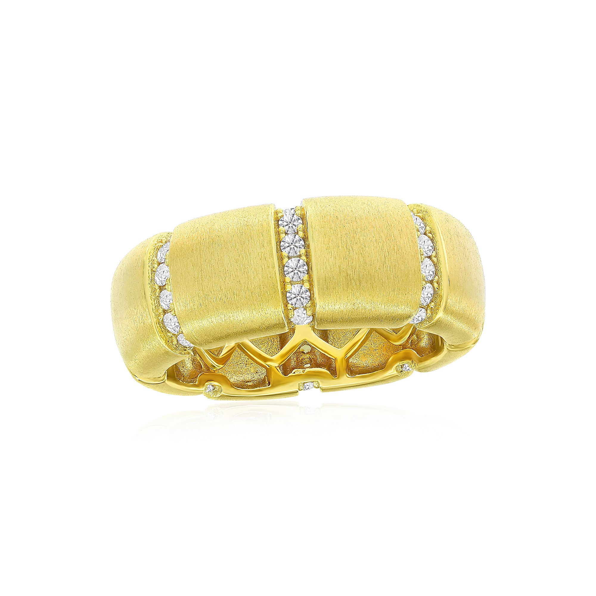Argento Bella Gold Tone Sterling Silver Cubic Zirconia Lined Eternity Ring,