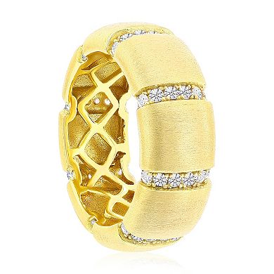 Argento Bella Gold Tone Sterling Silver Cubic Zirconia Lined Eternity Ring
