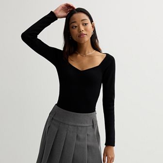 Juniors' SO® Long Sleeve Sweater Bodysuit