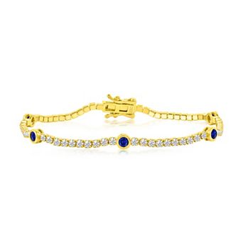 Argento Bella Gold Tone Sterling Silver White & Colorful Cubic Zirconia Bracelet