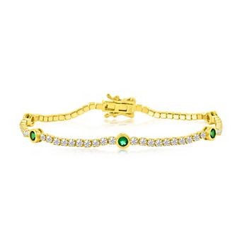 Argento Bella Gold Tone Sterling Silver White & Colorful Cubic Zirconia Bracelet