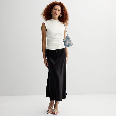 Juniors' SO Sleeveless Mock Neck Ruched Top