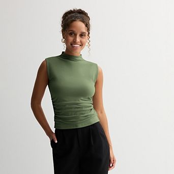 Juniors' SO® Sleeveless Mock Neck Ruched Top