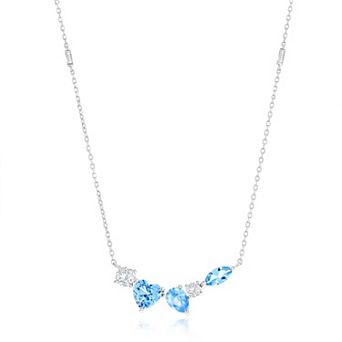 Argento Bella Sterling Silver Clear & Colorful Cubic Zirconia Multi-Shape Bar Necklace