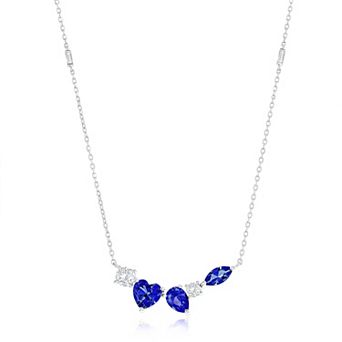 Argento Bella Sterling Silver Clear & Colorful Cubic Zirconia Multi-Shape Bar Necklace