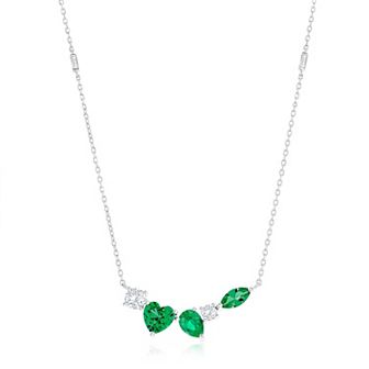 Argento Bella Sterling Silver Clear & Colorful Cubic Zirconia Multi-Shape Bar Necklace