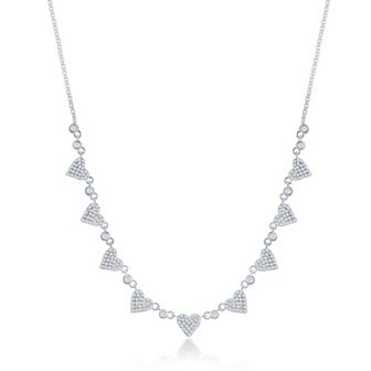 Argento Bella Sterling Silver Cubic Zirconia Heart Collar Necklace