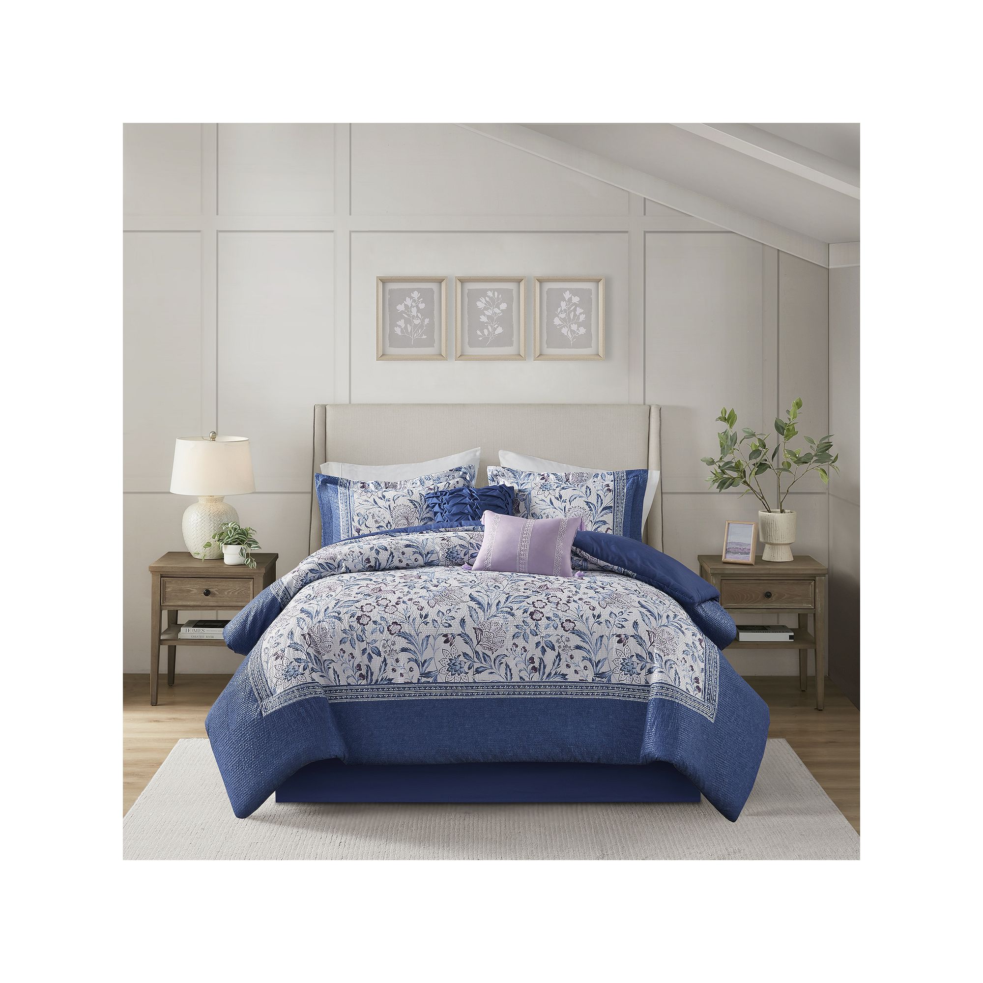 Madison Park Veronica 6-PC Comforter Set With Throw Pillows, Purple