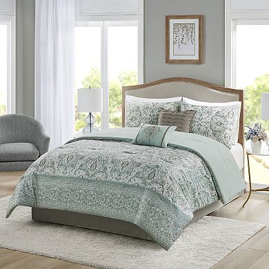 Madison Park Soft Medallion 6-PC Comforter Set With Throw Pillows