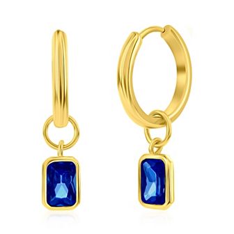 Argento Bella Gold Tone Sterling Silver Cubic Zirconia Birthstone Drop Hoop Earrings