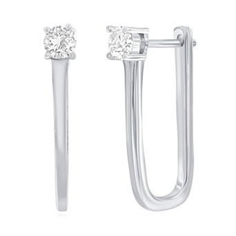 Argento Bella Sterling Silver Cubic Zirconia U-Shape Earrings