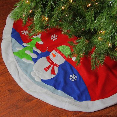 Dyno Seasonal Solutions 48" Snowman Faux-Fur Trim Christmas Tree Skirt