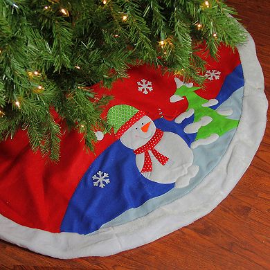 Dyno Seasonal Solutions 48" Snowman Faux-Fur Trim Christmas Tree Skirt